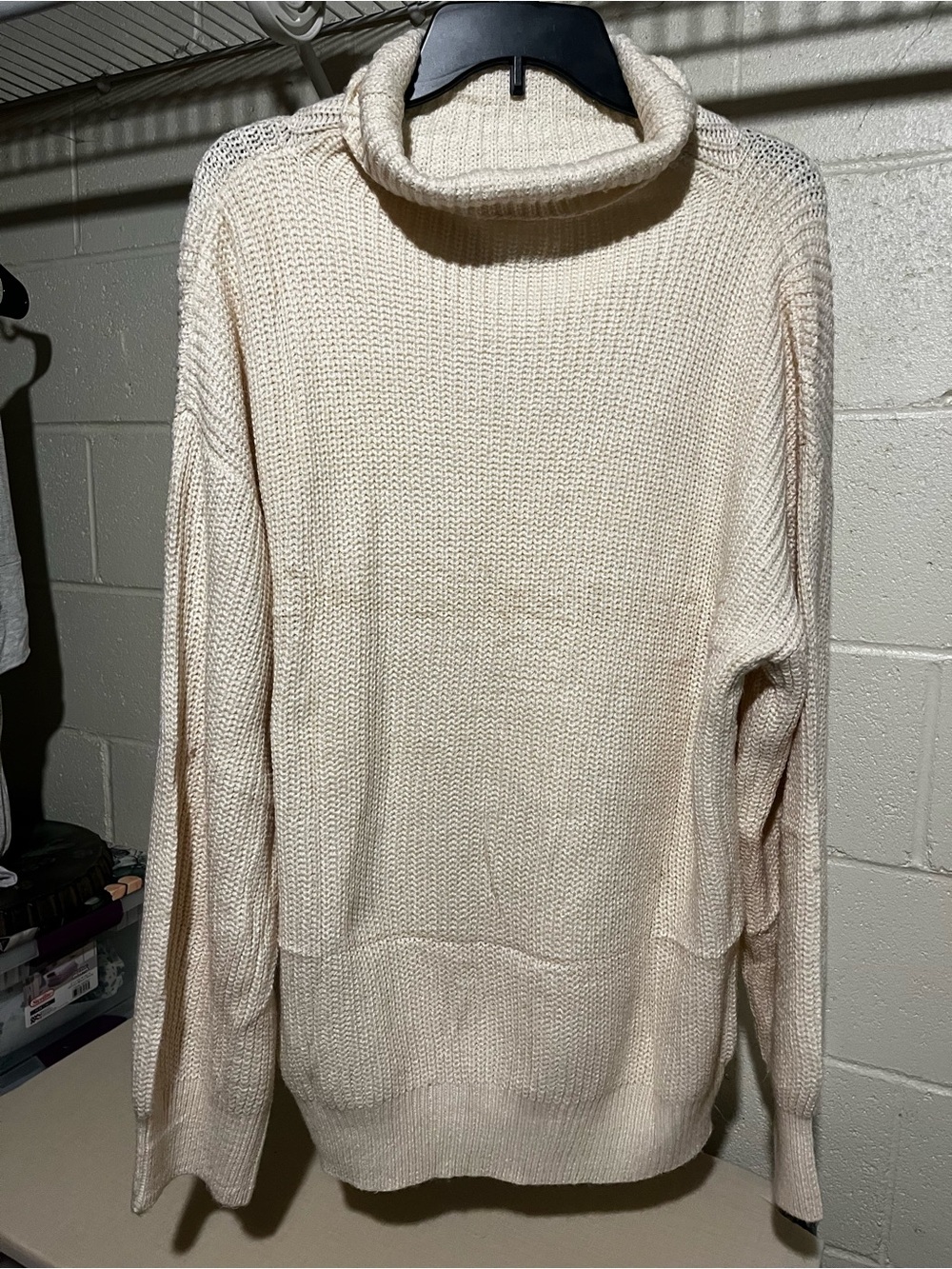 Women’s Cream Turtleneck Knit Sweater Dress